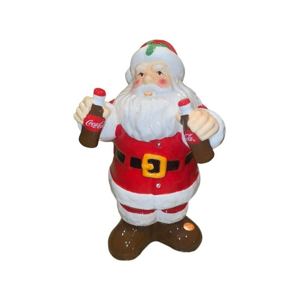 Coca Cola Santa Claus Drinking A Coke light up Ceramic fugure